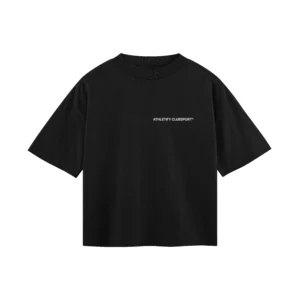Polera gimnasio negra boxy fit Athletify blanco